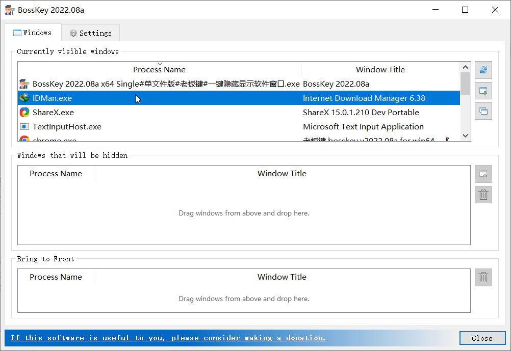 BossKey 2022.08a x64 Single# 单文件版 #老板键# 一键隐藏显示软件窗口